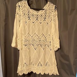 White swimsuit cover